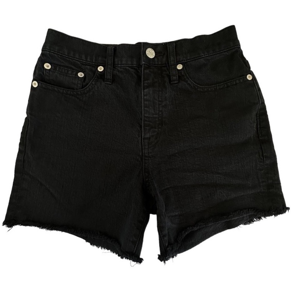 Madewell High Rise Cut Off Style Raw Hem Button & Zip Fly Black Jean Shorts 25